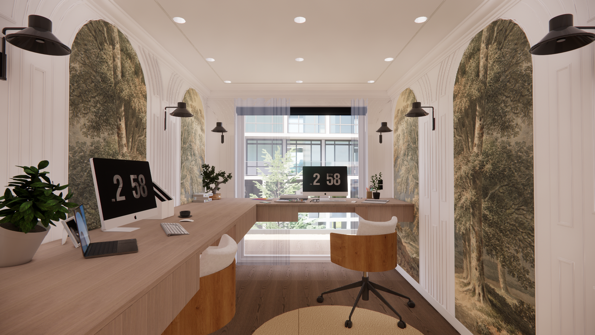 Wide render of office